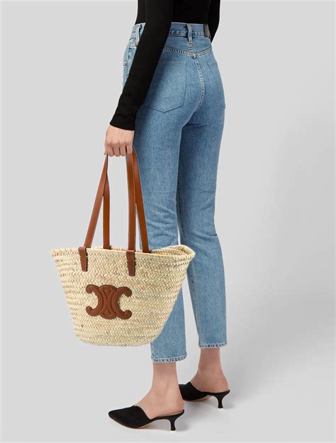 celine raffia tote|large raffia tote bag.